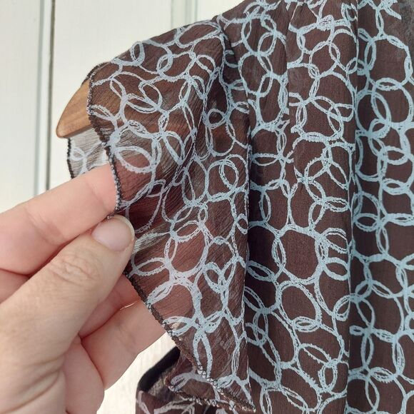 Kenneth Cole 100% Silk Chain Crossover V-Neck Blouse w/ Butterfly Sleeves Sz 2 - Picture 5 of 9